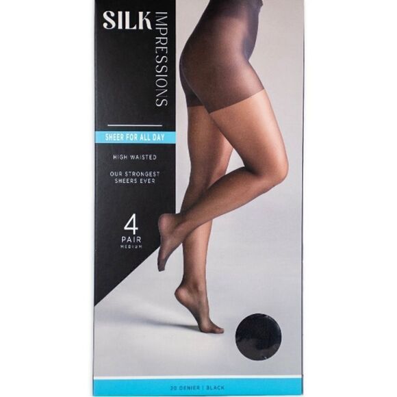 Silk Impressions Sheer to Waist Pantyhose Nylon Sock 2, 4-Packs Size XXL - Picture 3 of 8